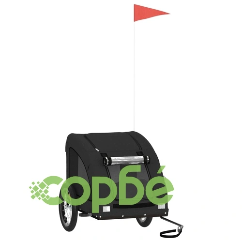 Ремарке за колело за любимци черно Оксфорд плат и желязо ➤ топ цена ➤ sorbe.bg