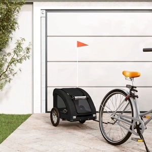 Ремарке за колело за любимци черно Оксфорд плат и желязо