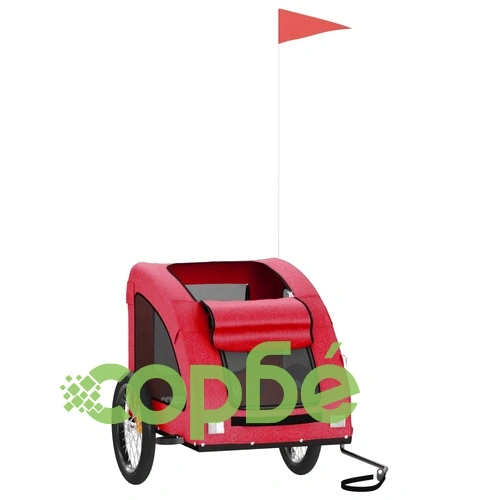 Ремарке за колело за любимци червен Оксфорд плат и желязо ➤ топ цена ➤ sorbe.bg