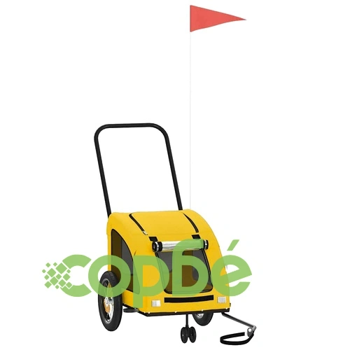 Ремарке за колело за любимци жълт Оксфорд плат и желязо ➤ топ цена ➤ sorbe.bg