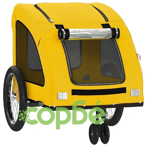 Ремарке за колело за любимци жълт Оксфорд плат и желязо ➤ топ цена ➤ sorbe.bg