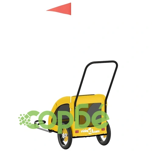 Ремарке за колело за любимци жълт Оксфорд плат и желязо ➤ топ цена ➤ sorbe.bg