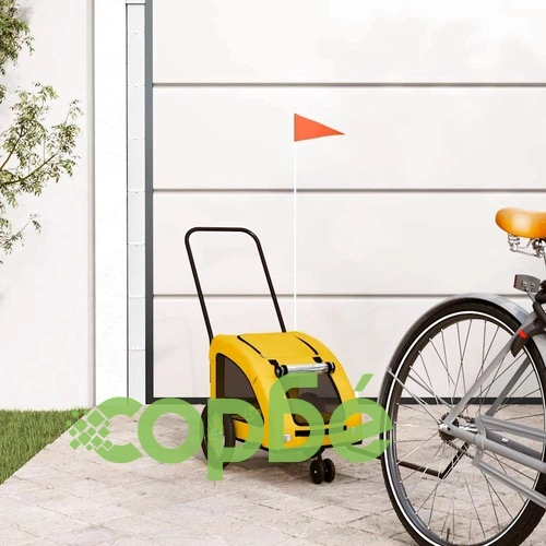 Ремарке за колело за любимци жълт Оксфорд плат и желязо ➤ топ цена ➤ sorbe.bg
