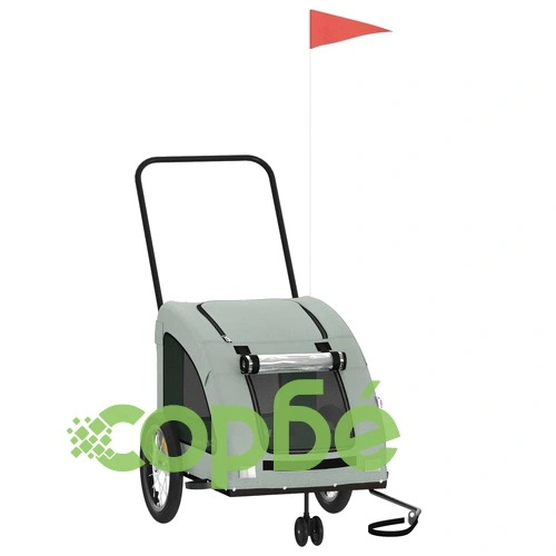 Ремарке за колело за любимци сив Оксфорд плат и желязо ➤ топ цена ➤ sorbe.bg