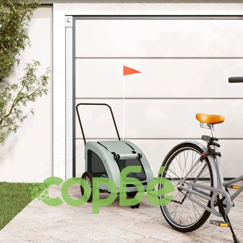 Ремарке за колело за любимци сив Оксфорд плат и желязо ➤ топ цена ➤ sorbe.bg