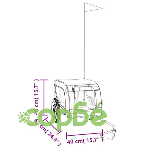 Ремарке за колело за любимци зелено черно Оксфорд плат и желязо ➤ топ цена ➤ sorbe.bg
