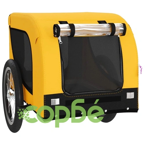 Ремарке за колело за любимци жълт и черен Оксфорд плат и желязо ➤ топ цена ➤ sorbe.bg