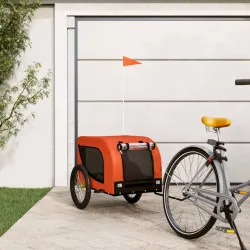 Ремарке за колело за куче оранжев и черен Оксфорд плат и желязо