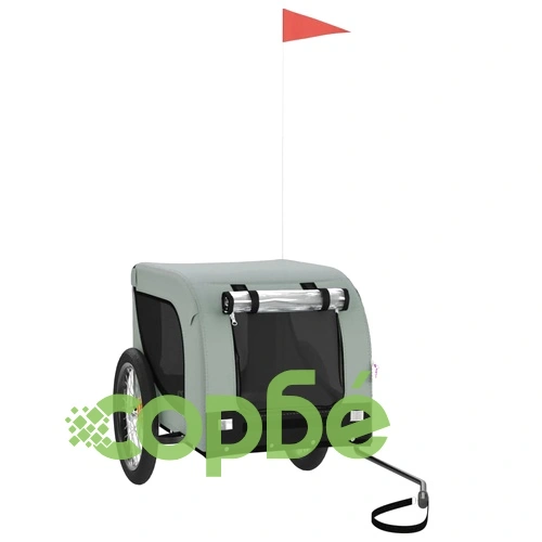 Ремарке за колело за любимци сив и черен Оксфорд плат и желязо ➤ топ цена ➤ sorbe.bg