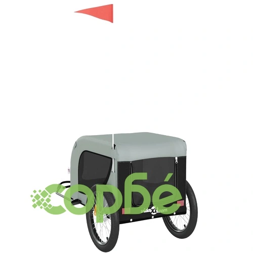 Ремарке за колело за любимци сив и черен Оксфорд плат и желязо ➤ топ цена ➤ sorbe.bg