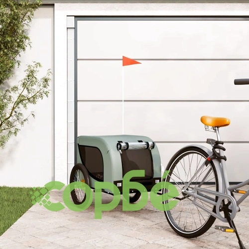 Ремарке за колело за любимци сив и черен Оксфорд плат и желязо ➤ топ цена ➤ sorbe.bg