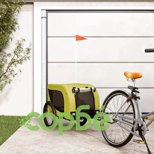 Ремарке за колело за любимци зелено черно Оксфорд плат и желязо ➤ топ цена ➤ sorbe.bg