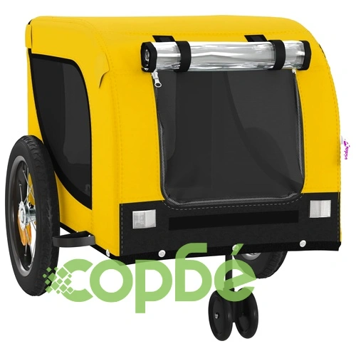 Ремарке за колело за любимци жълт и черен Оксфорд плат и желязо ➤ топ цена ➤ sorbe.bg