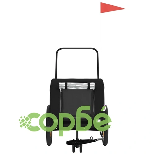 Ремарке за колело за любимци черно Оксфорд плат и желязо ➤ топ цена ➤ sorbe.bg