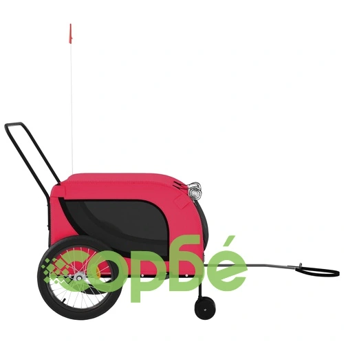 Ремарке за колело за любимци черно червено Оксфорд плат желязо ➤ топ цена ➤ sorbe.bg