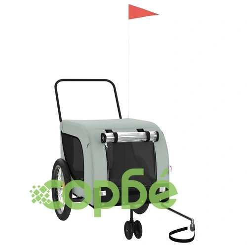 Ремарке за колело за любимци сив и черен Оксфорд плат и желязо ➤ топ цена ➤ sorbe.bg