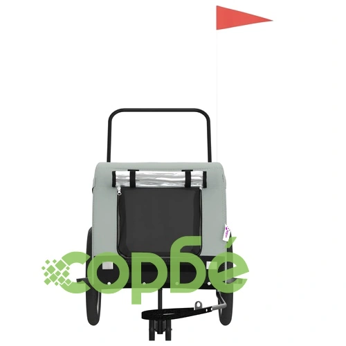 Ремарке за колело за любимци сив и черен Оксфорд плат и желязо ➤ топ цена ➤ sorbe.bg