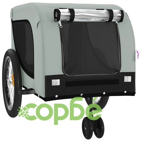 Ремарке за колело за любимци сив и черен Оксфорд плат и желязо ➤ топ цена ➤ sorbe.bg