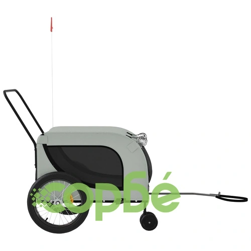 Ремарке за колело за любимци сив и черен Оксфорд плат и желязо ➤ топ цена ➤ sorbe.bg