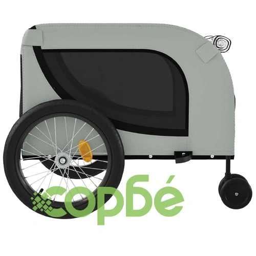 Ремарке за колело за любимци сив и черен Оксфорд плат и желязо ➤ топ цена ➤ sorbe.bg