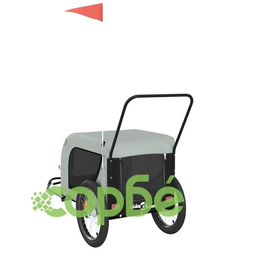 Ремарке за колело за любимци сив и черен Оксфорд плат и желязо ➤ топ цена ➤ sorbe.bg