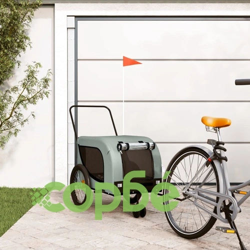 Ремарке за колело за любимци сив и черен Оксфорд плат и желязо ➤ топ цена ➤ sorbe.bg