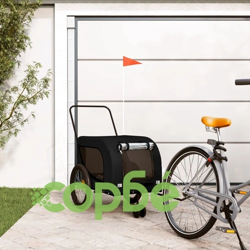 Ремарке за колело за любимци черно Оксфорд плат и желязо ➤ топ цена ➤ sorbe.bg