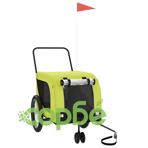 Ремарке за колело за любимци зелено черно Оксфорд плат и желязо ➤ топ цена ➤ sorbe.bg