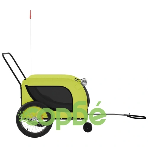 Ремарке за колело за любимци зелено черно Оксфорд плат и желязо ➤ топ цена ➤ sorbe.bg