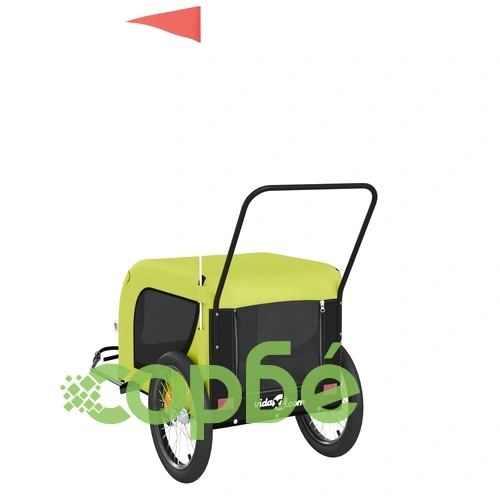 Ремарке за колело за любимци зелено черно Оксфорд плат и желязо ➤ топ цена ➤ sorbe.bg