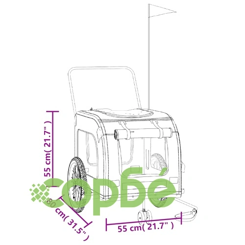 Ремарке за колело за любимци зелено черно Оксфорд плат и желязо ➤ топ цена ➤ sorbe.bg