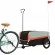 Ремарке за велосипед, черно и оранжево, 45 кг, желязо