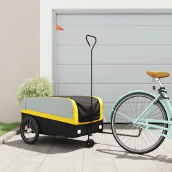 Ремарке за велосипед, черно и жълто, 45 кг, желязо