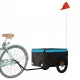 Товарно ремарке за велосипед, черно и синьо, 30 кг, желязо