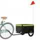 Товарно ремарке за велосипед, черно и зелено, 30 кг, желязо