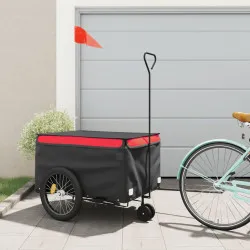 Ремарке за велосипед, черно и червено, 45 кг, желязо