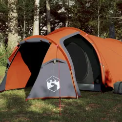 Къмпинг палатка за 4 души сив/оранжев 360x135x105 см 185T тафта