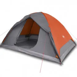 Къмпинг палатка за 6 души сив/оранжев 348x340x190 см 190T тафта
