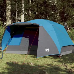 Къмпинг палатка за 4 души синя 350x280x155 см 190T тафта