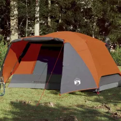 Къмпинг палатка за 4 души сив/оранжев 350x280x155 см 190T тафта
