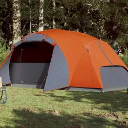 Къмпинг палатка за 8 души сив/оранжев 360x430x195 см 190T тафта