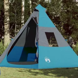 Къмпинг палатка за 7 души синя 350x350x280 см 185T тафта