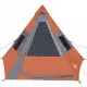 Къмпинг палатка за 7 души сив/оранжев 350x350x280 см 185T тафта
