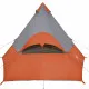 Къмпинг палатка за 7 души сив/оранжев 350x350x280 см 185T тафта