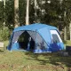 Къмпинг палатка за 10 души синя затъмняващ плат водоустойчива