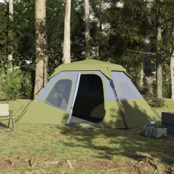 Къмпинг палатка за 6 души зелена затъмняващ плат водоустойчива