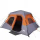 Къмпинг палатка за 6 души сиво-оранжев затъмняващ водоустойчив