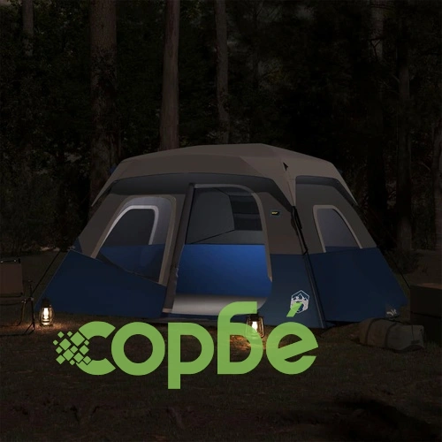Семейна палатка с LED 6-местна светлосиня бързо освобождаване ➤ топ цена ➤ sorbe.bg