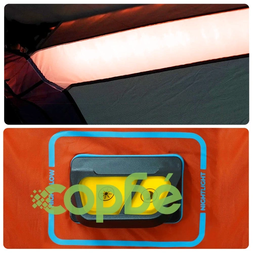 Семейна палатка с LED 6-местна сив-оранжев бързо освобождаване ➤ топ цена ➤ sorbe.bg
