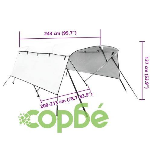 Тента за лодка с 4 дъги странични стени 243x(200-213)x137 см ➤ топ цена ➤ sorbe.bg
